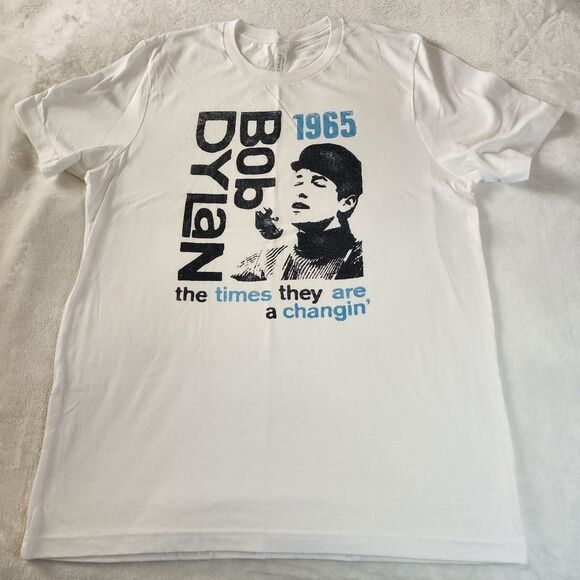 Bella Canvas Bob Dylan White Tshirt With Graphics Size Large - Picture 1 of 5